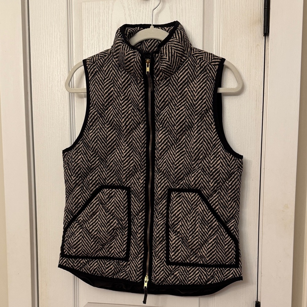 J. Crew Black and White Herringbone Vest